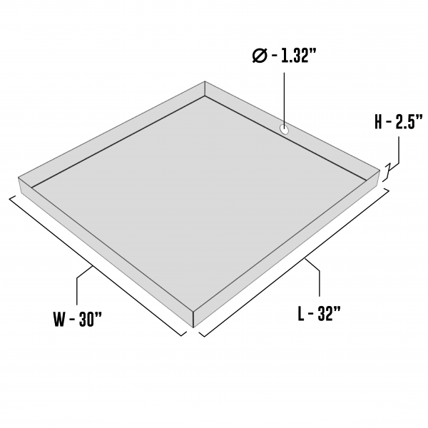 30″ x 30″ x 4” Square Water Heater Drain Pan with 1″ Adapter – Drain Pan USA