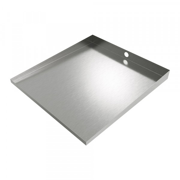 Bargain - Front-Load Washer Floor Tray with Drain - 32" x 30" - Steel-Faux Stainless