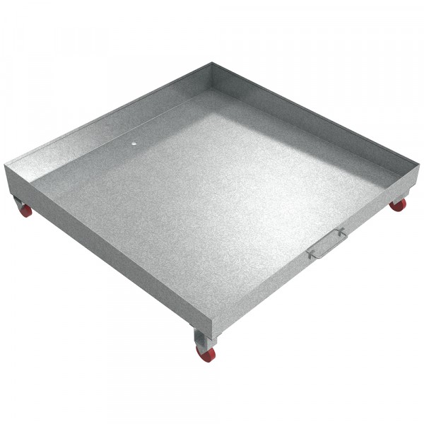 Sloped Rolling Drain Pan - 48" x 48" x 6" - Galvanized Steel